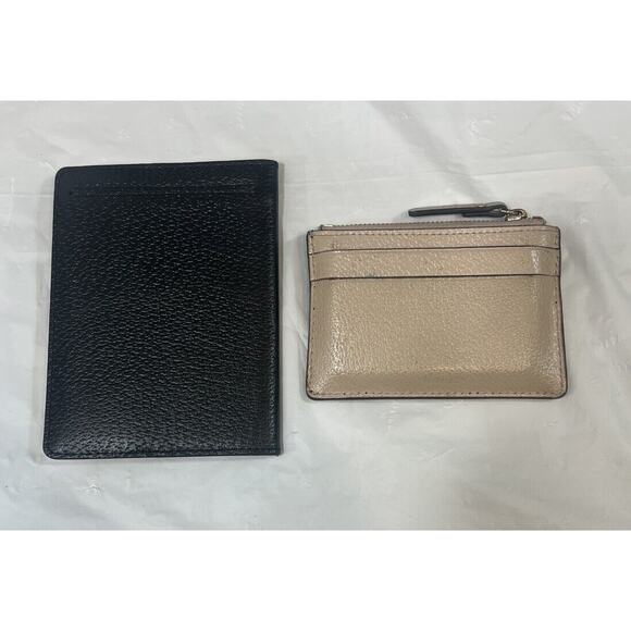 Kate Spade Grove Street Adi Card Wallet Passport Holder Set Black Cream Leather - Picture 4 of 11